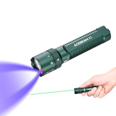 Imagem de ACEBEAM Lanterna K1 recarregável EDC AA com feixe verde, combinação de LED UV e branco, lanterna de bolso de 1000 lúmens altos, fonte tripla, luz pequena super brilhante para emergência, acampamento