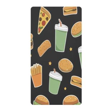 Imagem de Blueangle Lençol de berço padrão para berço infantil - Lençóis de algodão macio e respirável com adesivos de fast food (627)