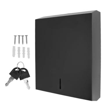 Imagem de Suporte para caixa de lenços montado na parede, elegante multifuncional em aço inoxidável, caixa de armazenamento para cozinha, banheiro, garagem, aço inoxidável 304 com kit de (bk50 Preto)