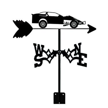 Imagem de Palheta de vento de carro de corrida para quintal Cata-vento de metal de aço inoxidável para quintal com revestimento antiferrugem Indicador de direção do vento para jardim, pátio, pátio, Weathercock