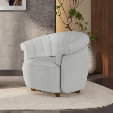 Imagem de Poltrona Decorativa Latvia 86cm Pés de Madeira Bouclê Cinza G45 - Gran