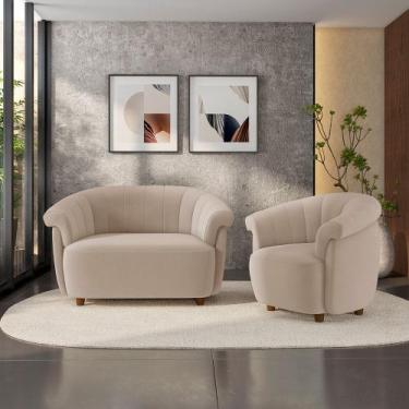 Imagem de Conjunto Sala de Estar Decorativo Latvia Sofá Namoradeira e Poltrona P