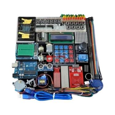 Imagem de Kit Inicial Arduino Uno R3 Com Placa De Experimentação, Motor De Passo