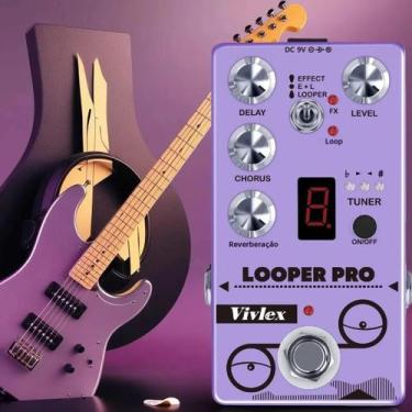 Imagem de Pedal Multi-Efeito Vivlex Looper pro Com Reverb, Chorus E Afinador Par