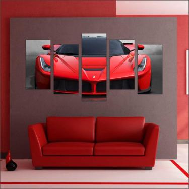 Imagem de Quadro Decorativo Carro Ferrari Mosaico Moderno 5 Peças