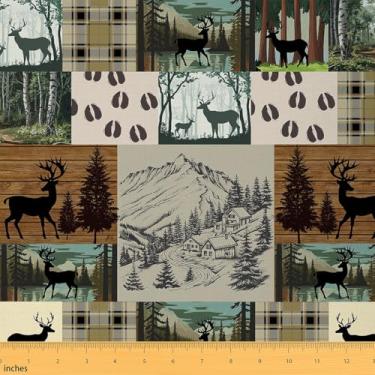 Imagem de jejeloiu Tecido de estofamento de veado para cadeiras 10 jardas crianças rústicas caça de veados para projetos de bricolage em casa, decoração interna e externa, tecido de selva da The Yard Farmhouse