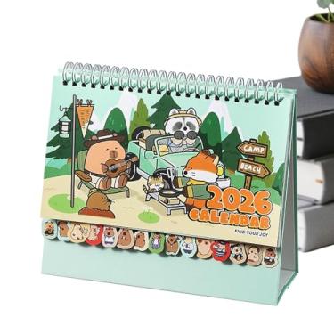 Imagem de Calendário de mesa | Organizador de de desenho animado 2026, calendário de mesa de 12 meses, para amigos em casa, família, sala de aula, local de trabalho, cozinha, estúdio de arte