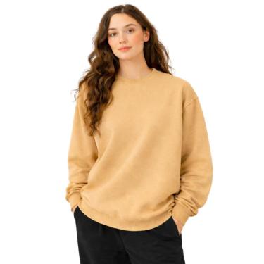 Imagem de Blusa de Frio Moletom Sem Capuz Confortavel Macio Liso-Feminino