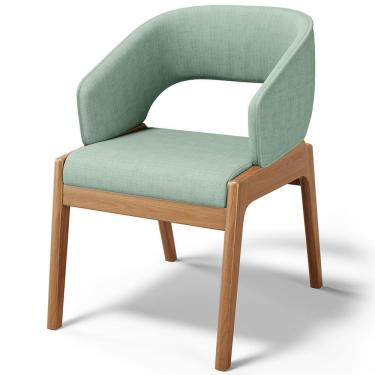 Imagem de Cadeira De Jantar E Estar Living Estofada Lince L02 Linho Verde Menta - Lyam Decor