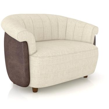 Imagem de Poltrona Namoradeira Para Sala Living Orgânica Perseu M03 Couríssimo Marrom Linho Bege - Lyam Decor