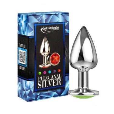 Imagem de Plug Anal Silver com Formato Cônico e Joia na Base - La Pimienta
