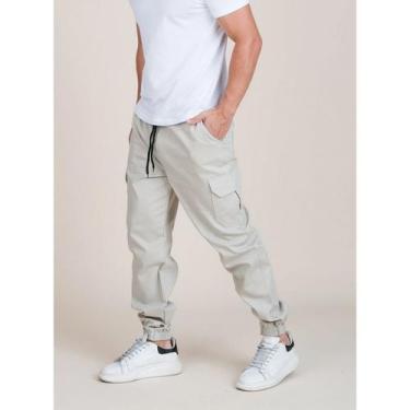 Imagem de Calça cargo jogger masculina 6 Bolsos sarja skate casual 2025Hip-Hop E