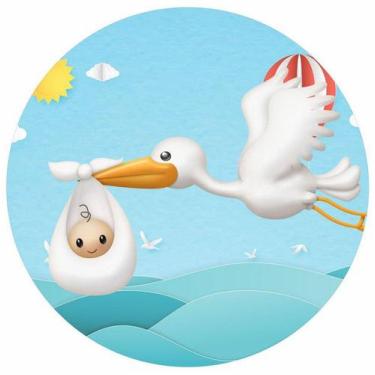 Imagem de Painel Festa Redondo 3d Chá Revelação Sublimação 1,50M - Fantasia Bras