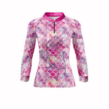Imagem de Camisa Feminina Pesca Proteção Uv50 Rosa Pescaria Pirarara - Everest S