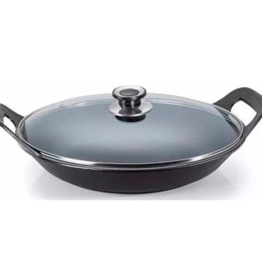 Imagem de Panela Risoto de Ferro Fundido Com Tampa de Vidro 5L Preto