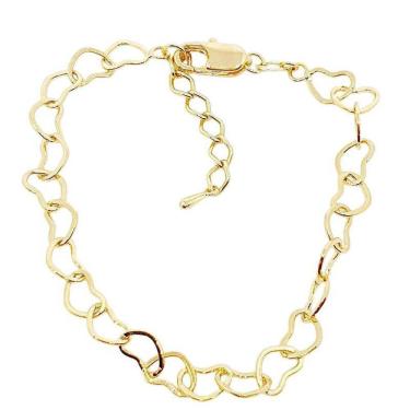 Imagem de Pulseira Chloe Com Elos De Corações Folheado A Ouro