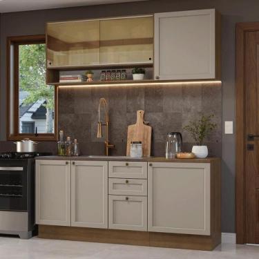 Imagem de Armário de Cozinha Compacta 180 cm Rustic/Crema Vik Madesa 04, Rustic/