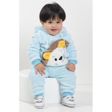 Imagem de Conjunto Casaco Calça Pelo Bebê Menino Inverno Lessa B8926, Azul bebê,