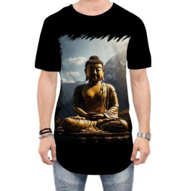 Imagem de Camiseta Longline Estátua de Buda Iluminado Religião 2 - Kasubeck Stor