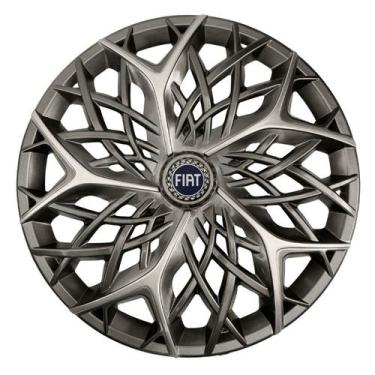 Imagem de Calota esportiva aro 13 moove graphite silver + emblema resinado fiat 
