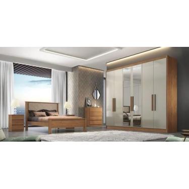 Imagem de Guarda Roupa Casal com Espelho 6 Portas 8 Gavetas - Rizon-Cumaru/Fendi