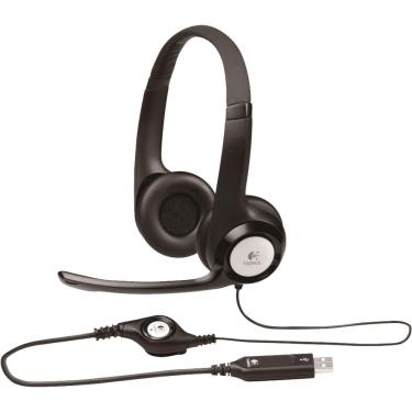 Imagem de Headset com Fio Usb H390 com Microfone Giratório e Controles no Cabo Preto Logitech