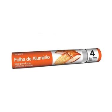 Imagem de Papel Alumínio 4 Metros x 30cm Rolo Conserva Alimentos Forno Geladeira