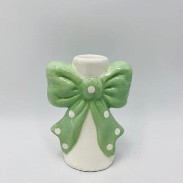 Imagem de Castiçal Laço Verde em Cerâmica 11cm - FLORARTE