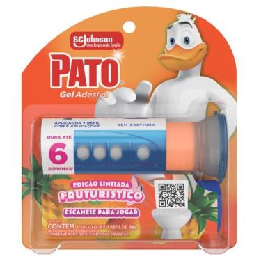Imagem de Desodorizador Sanitário Pato Gel Adesivo Futuístico Aplicador e Refil 