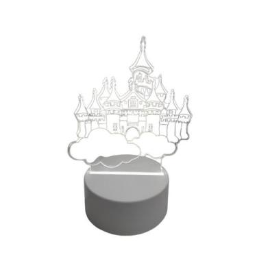 Imagem de Luminária Abjur Led 3D em Acrílico Mesa Castelo Encantado Princesa Rei