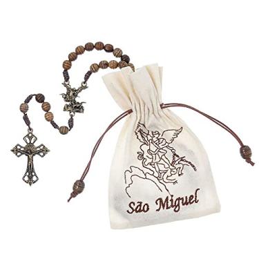 Imagem de Terço São Miguel Arcanjo No Cordão Com Saquinho Bordado
