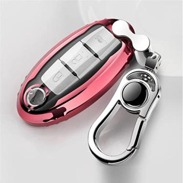 Imagem de SELIYA Capa para chave de carro TPU, adequada para Nissan Altima Maxima Sentra Teana 2007-2018 com botão remoto, rosa