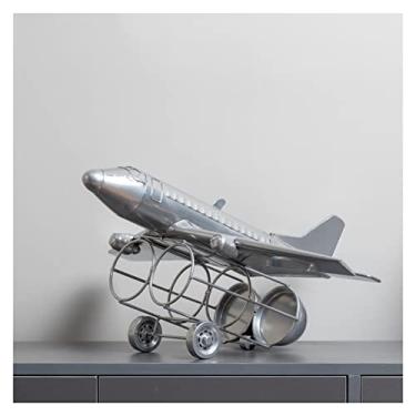 Imagem de Suporte de garrafa de vinho de ferro forjado para garrafa dupla de vinho para decoração de armário de vinho de aeronaves, porta de garrafa de vinho para sala de estar e varanda empilhável (cor: B)