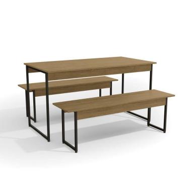 Imagem de Conjunto De Mesa 2 Bancos Industrial Kappesberg Freijó Preto