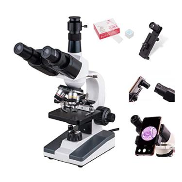 Imagem de Kit de acessórios para microscópio 40X-640X monóculo/binóculo/microscópio biológico trinocular com 12,5X corrediças de microscópio para lente de telefone celular (cor: trinocular com lente)