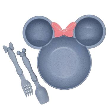Imagem de Prato Minnie Infantil Com 3 Divisórias E Talheres BPA Free