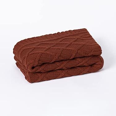 Imagem de Peseira Manta Sofa Sala Cama Casal Tricot 180x90cm Trico Paris Cor:Terracota
