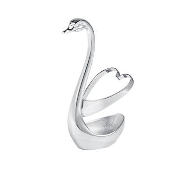 Imagem de Suporte de colher de café em forma de cisne, utensílios de café em aço inoxidável, conjunto de talheres para garfo e colher para armazenamento de colheres (em forma de coração)