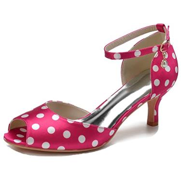 Imagem de Sapatos de casamento de noiva de cetim feminino sapatos de salto agulha alto peep toe marfim sapatos sociais 35-43,Rose,6 UK/39 EU