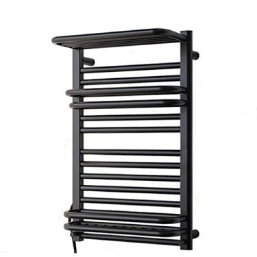 Imagem de Toalheiro de aquecimento elétrico inteligente banheiro doméstico banheiro aquecimento elétrico temperatura constante toalha de banho rack de secagem, preto