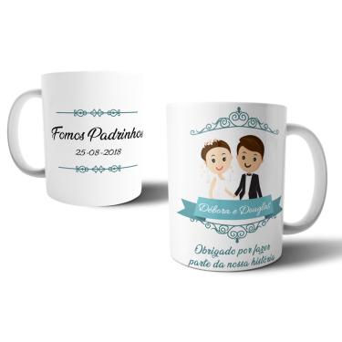 Imagem de Caneca Personalizada Lembrancinha Casal Noivos Casamento