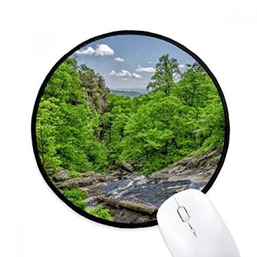 Imagem de DIYthinker Stream Green Forestry Science Nature Scenery Mouse Pad Desktop Office Tapete Redondo para Computador