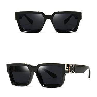 Imagem de Óculos de sol elegantes com espelho quadrado branco feminino, designer de moda, óculos de sol superdimensionados para senhoras, óculos de sol de viagem de verão, C18 preto cinza dourado, tamanho único