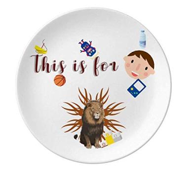 Imagem de Prato de porcelana Feline Lions Fierce Flames Prato redondo para jantar masculino