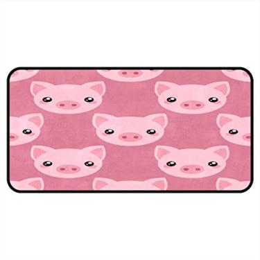 Imagem de Vijiuko Tapetes de cozinha rosa porquinho porco área de cozinha tapetes e tapetes antiderrapantes tapete de cozinha tapetes laváveis para chão de cozinha escritório em casa pia lavanderia interior ao ar livre 40x20 polegadas