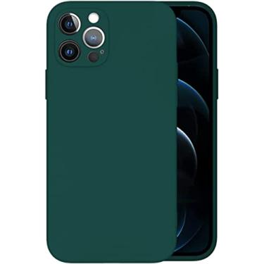 Imagem de TTUCFA Capa de silicone líquido compatível com iPhone 13 Pro capa de telefone flexível anti-choque capa protetora de corpo inteiro de camada tripla (cor: verde A, tamanho: para iphone12Pro max)