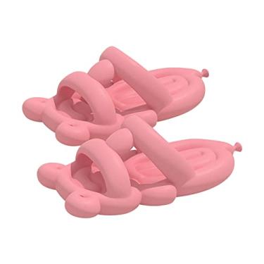 Imagem de Sandálias de tapete de ioga para mulheres chinelos de balão fofos de desenho criativo feminino verão casa banho antiderrapante fundo macio sandálias e chinelos (rosa, 38)