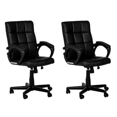 Imagem de Conjunto com 2 Cadeiras de Escritório Diretor Giratórias Charles Preto