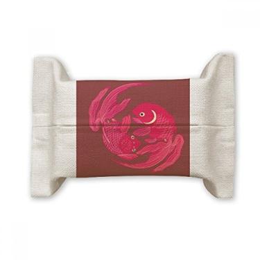 Imagem de Bolsa de linho de algodão com pintura de cultura japonesa de peixe vermelho