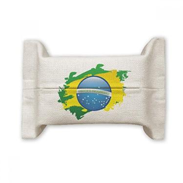 Imagem de Bolsa de linho de algodão com mapa de elementos culturais da bandeira do Brasil